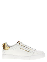 Dolce & Gabbana Gold Calfskin Low Top Sneakers