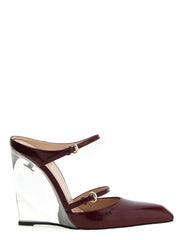 Gucci Red Leather Wedge Sandals