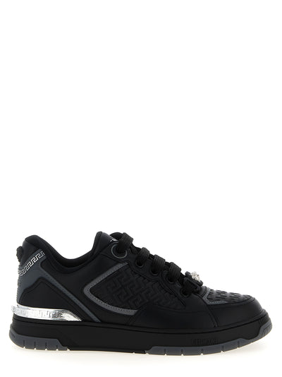 Versace Black Calfskin Athletic Sneakers