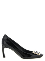 Roger Vivier Black Calfskin Mid Heel Pumps