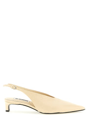 Jil Sander Beige Calfskin Mid Heel Pumps