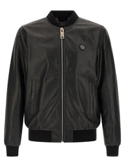 Philipp Plein Black Lambskin Leather Jacket