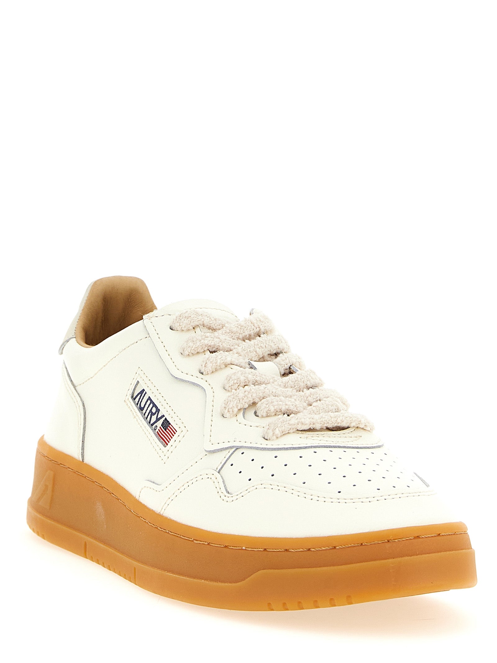 Autry Beige Cowhide Low Top Sneakers