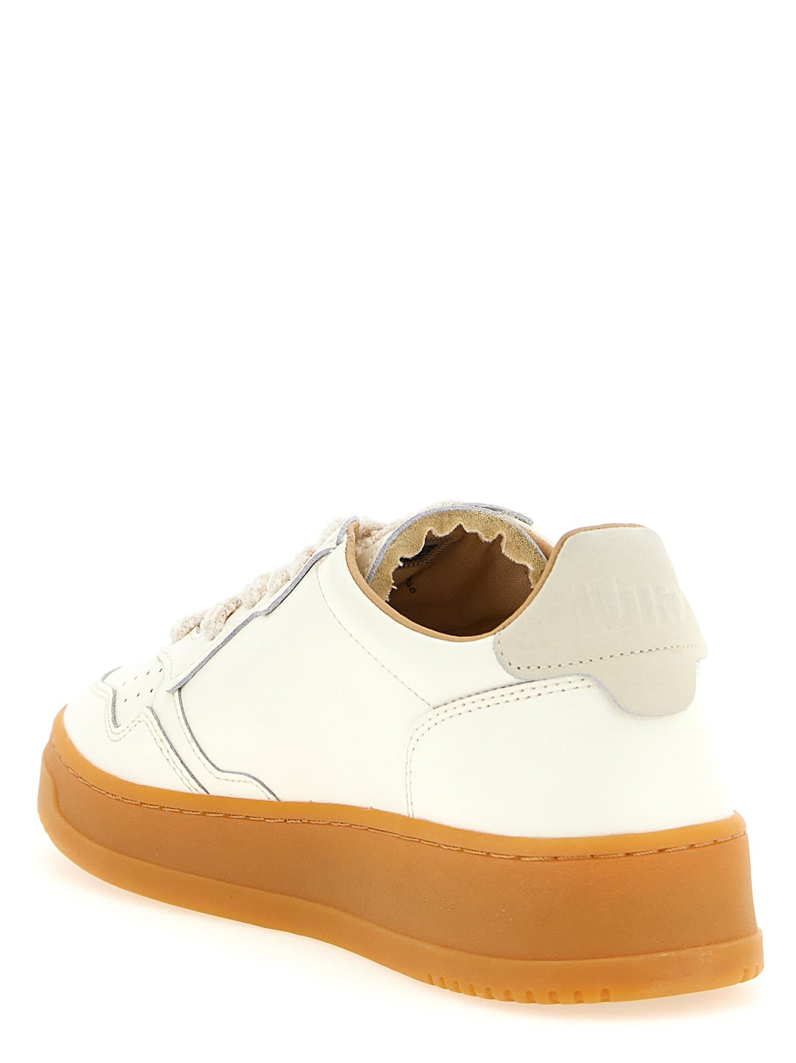 Autry Beige Cowhide Low Top Sneakers