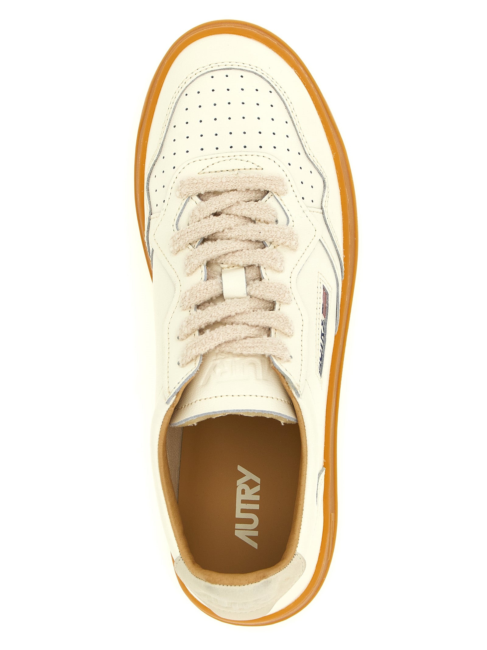 Autry Beige Cowhide Low Top Sneakers