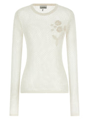 Ganni White Organic Cotton Cardigan