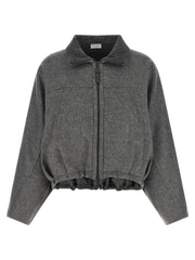 Brunello Cucinelli Gray Virgin Wool Full-Length Jacket