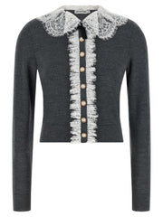 Self-Portrait Gray Wool Cardigan