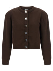 ROTATE BIRGER CHRISTENSEN Brown Organic Cotton Cardigan