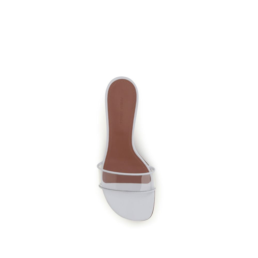 Amina Muaddi White Calf Leather Bos Taurus Sandals