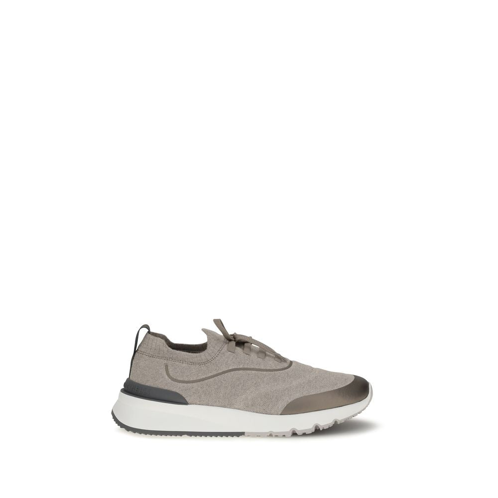 Brunello Cucinelli Brown Cotton Athletic Sneakers for Men