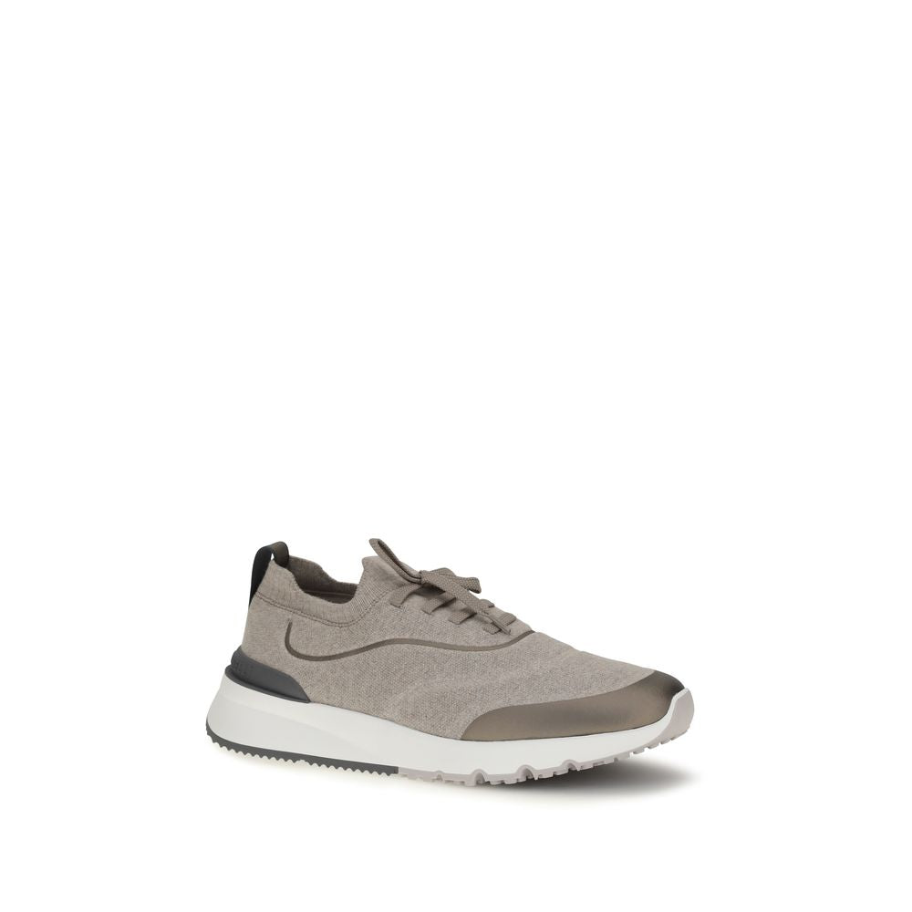 Brunello Cucinelli Brown Cotton Athletic Sneakers for Men