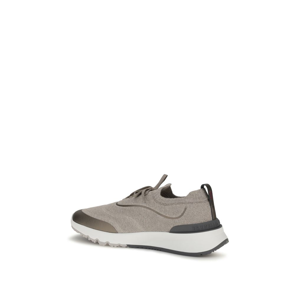 Brunello Cucinelli Brown Cotton Athletic Sneakers for Men