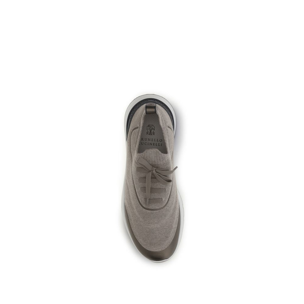 Brunello Cucinelli Brown Cotton Athletic Sneakers for Men