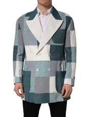 Dolce & Gabbana Multicolor Patchwork Linen Double Breasted Jacket for Men