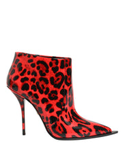 Dolce & Gabbana Red Leopard Cardinale Ankle Boots Shoes for Women