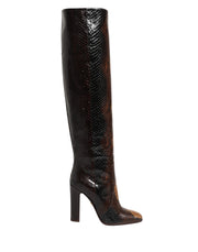 Dolce & Gabbana Brown Exotic Leather Knee High Boots Shoes