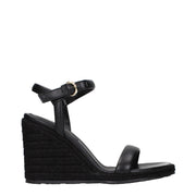 Gianvito Rossi Black Leather Wedge Sandals