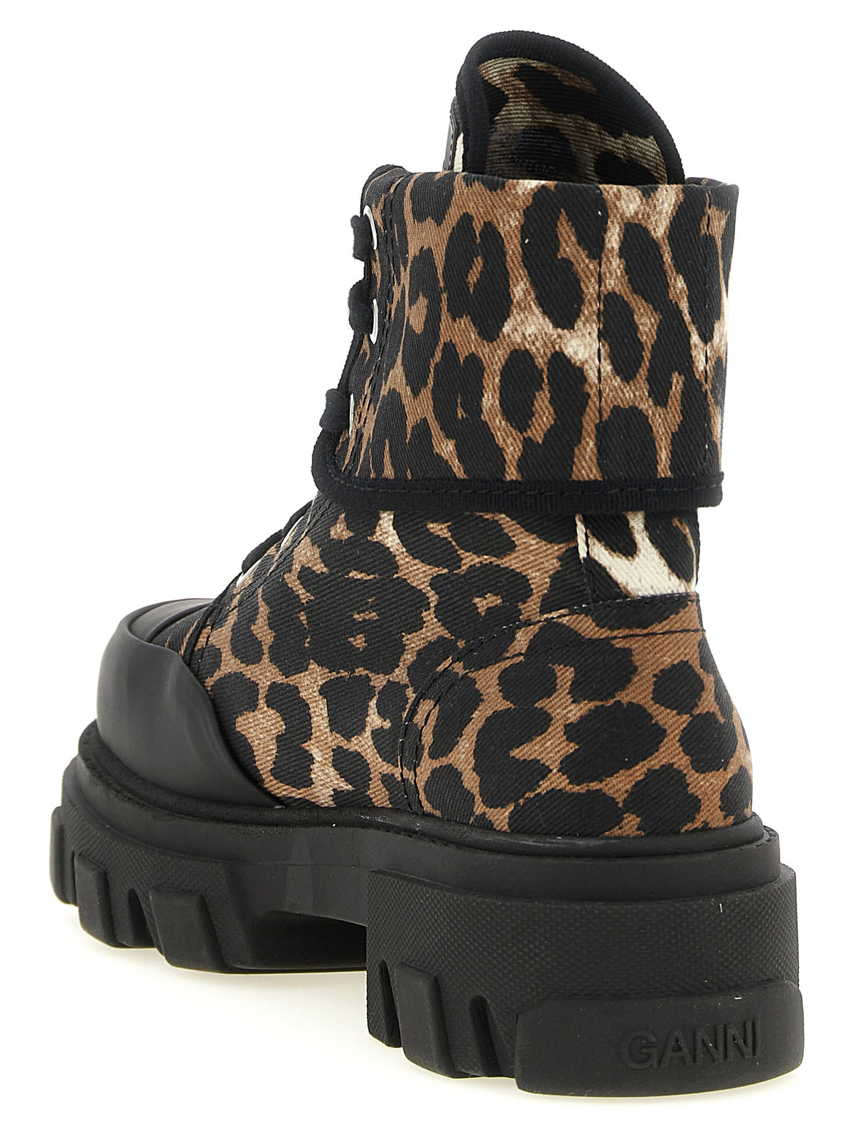 Ganni Multicolor Cotton Lace-Up Boots