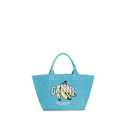 Ganni Blue Recycled Cotton Shoulder Bag