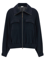 Brunello Cucinelli Blue Cotton Bomber