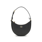 Valentino Garavani Black Calf Leather Bos Taurus Shoulder Bag