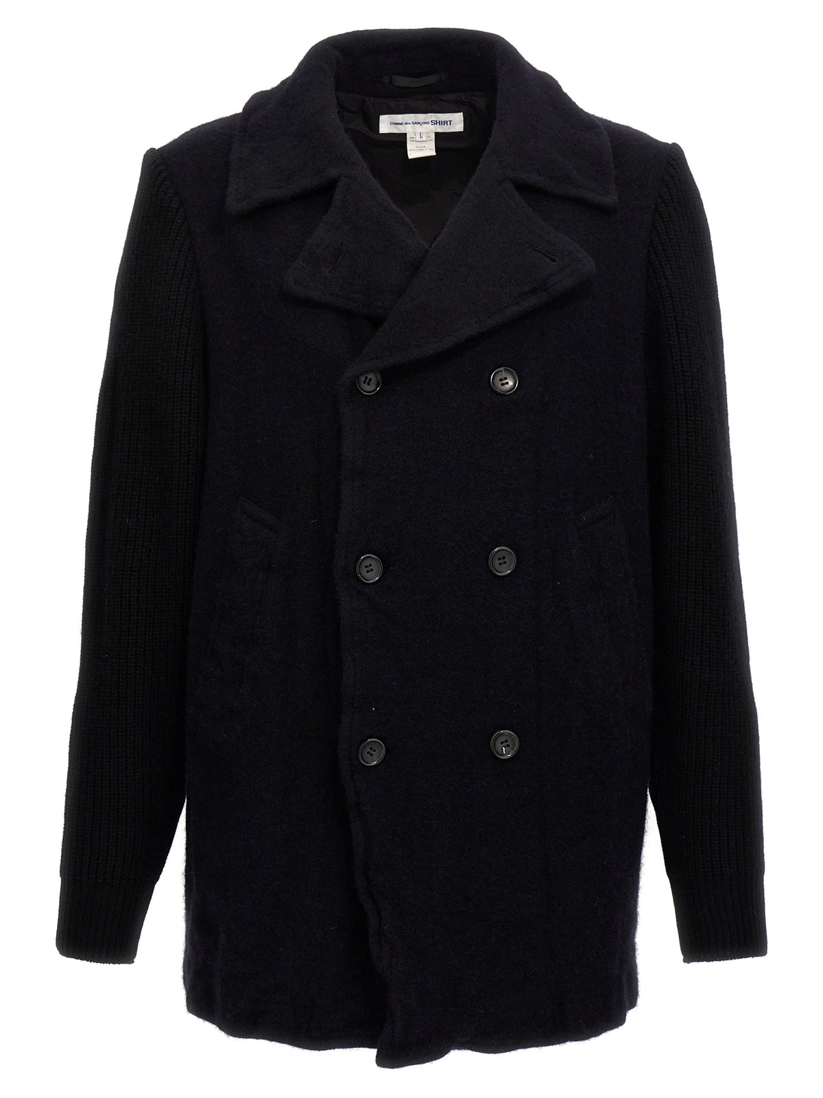Comme Des Garçons Blue Wool Coat