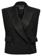 Dolce & Gabbana Black Silk Sleeveless Jacket