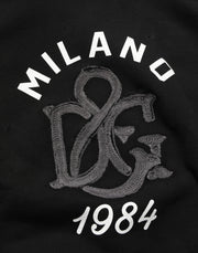 Dolce & Gabbana Black Cotton Milano1984 Print Hoodie Sweater