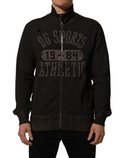 Dolce & Gabbana Brown Logo Print Full Zip Sweatshirt Sweater