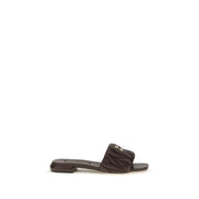 Miu Miu Brown Calf Leather Bos Taurus Flat Sandals