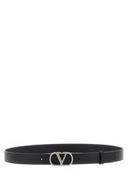 Valentino Garavani Black Calfskin Regular Belt for Men