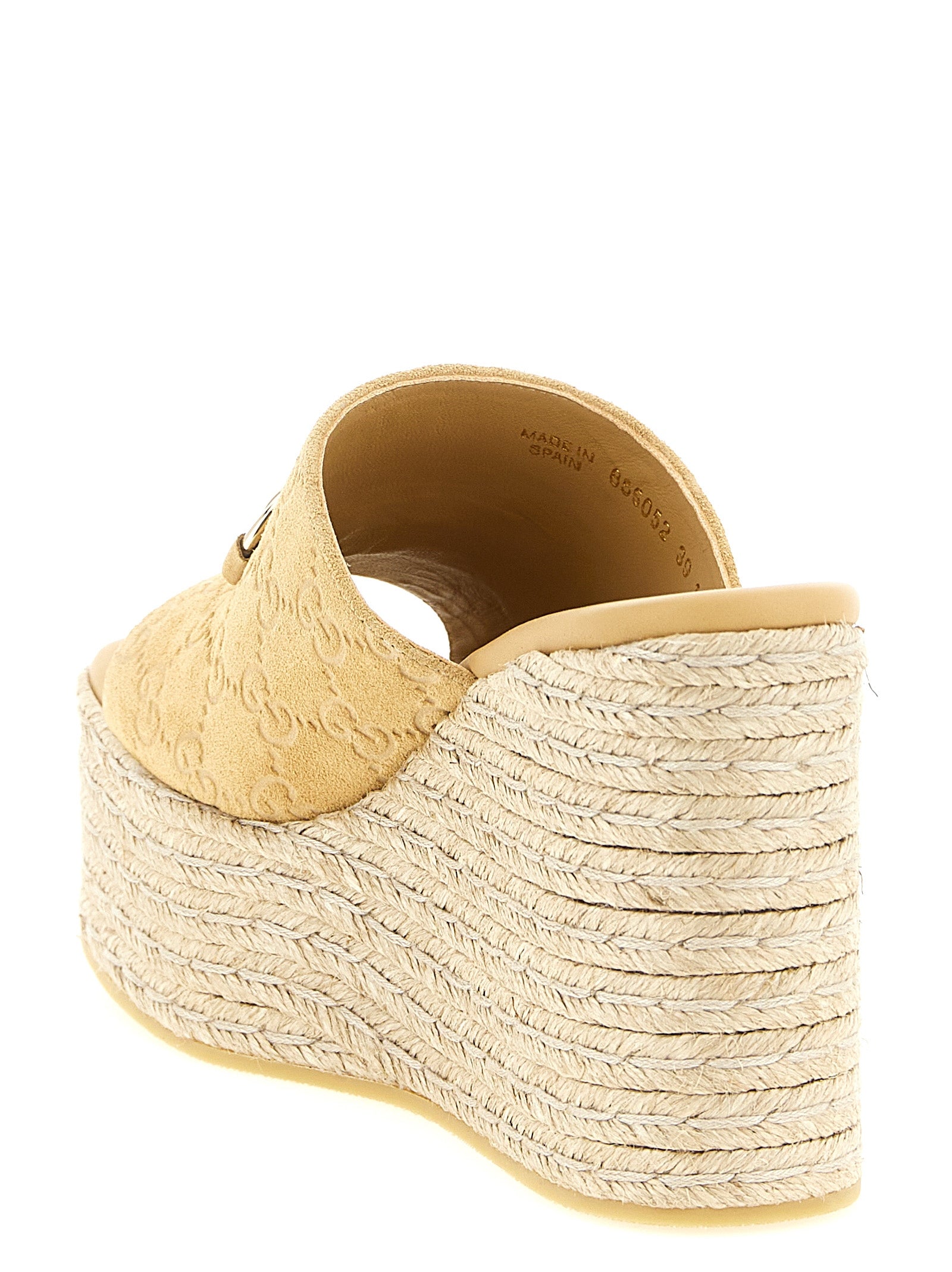 Gucci Beige Calfskin Wedge Sandals