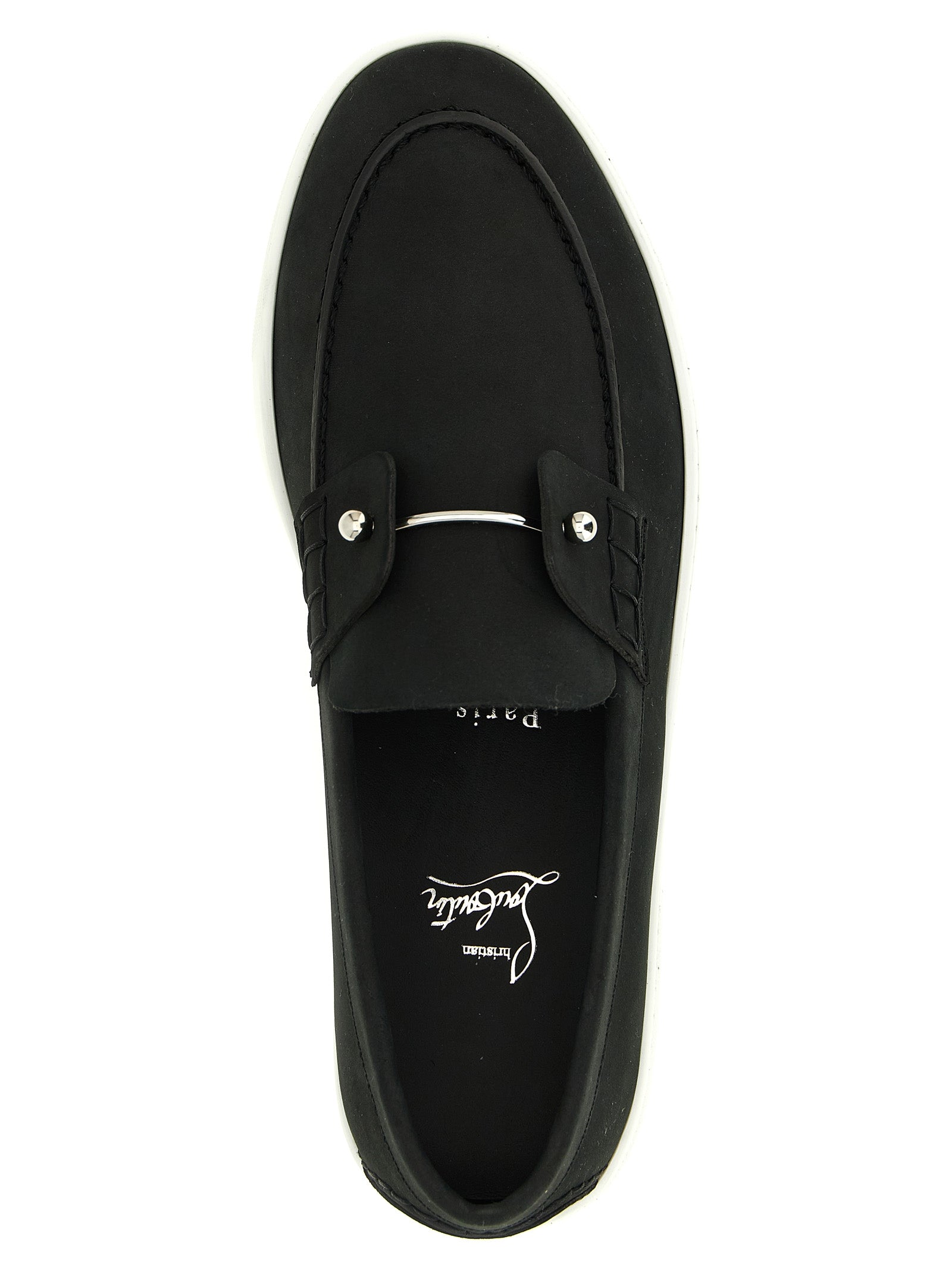 Christian Louboutin Black Calfskin Slip-On Loafers for Men