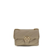 PINKO Gray Calf Leather Bos Taurus Shoulder Bag