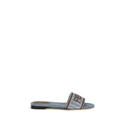 Fendi Blue Cotton Flat Sandals