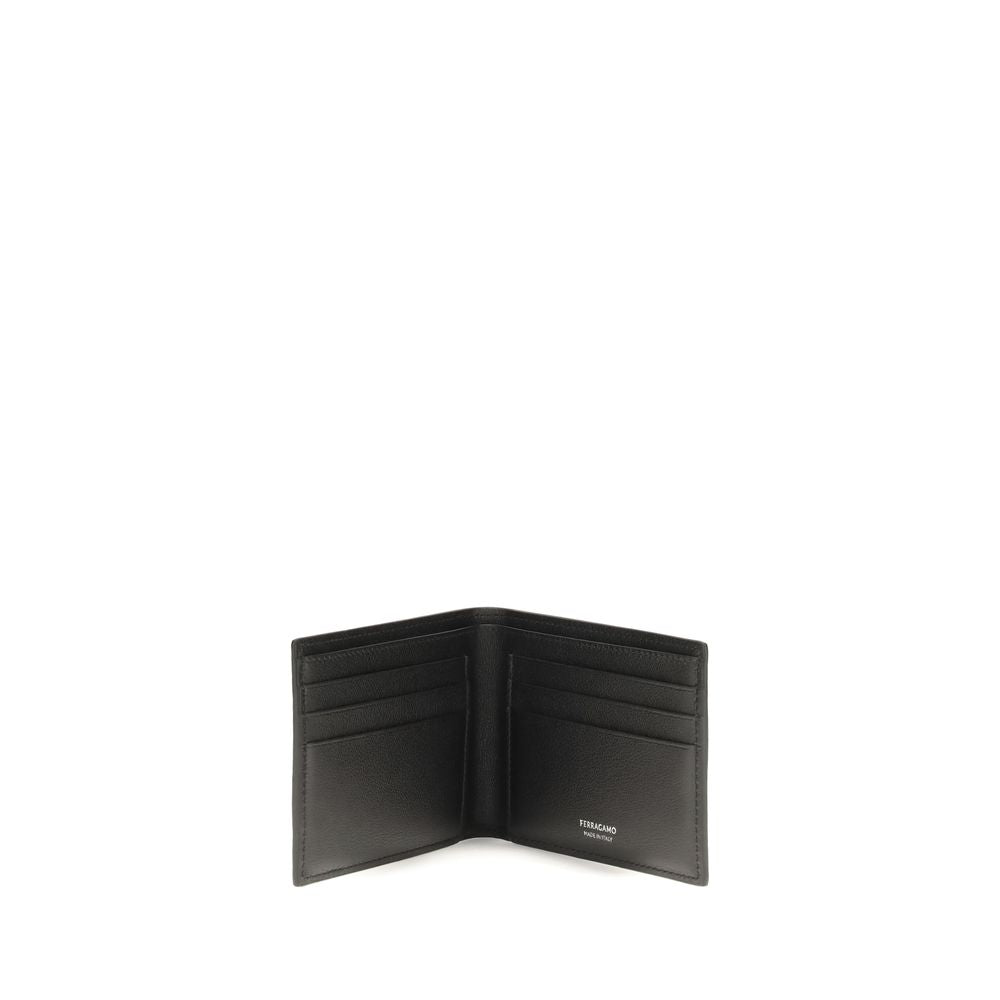 Ferragamo Black Calf Leather Bos Taurus Wallet for Men