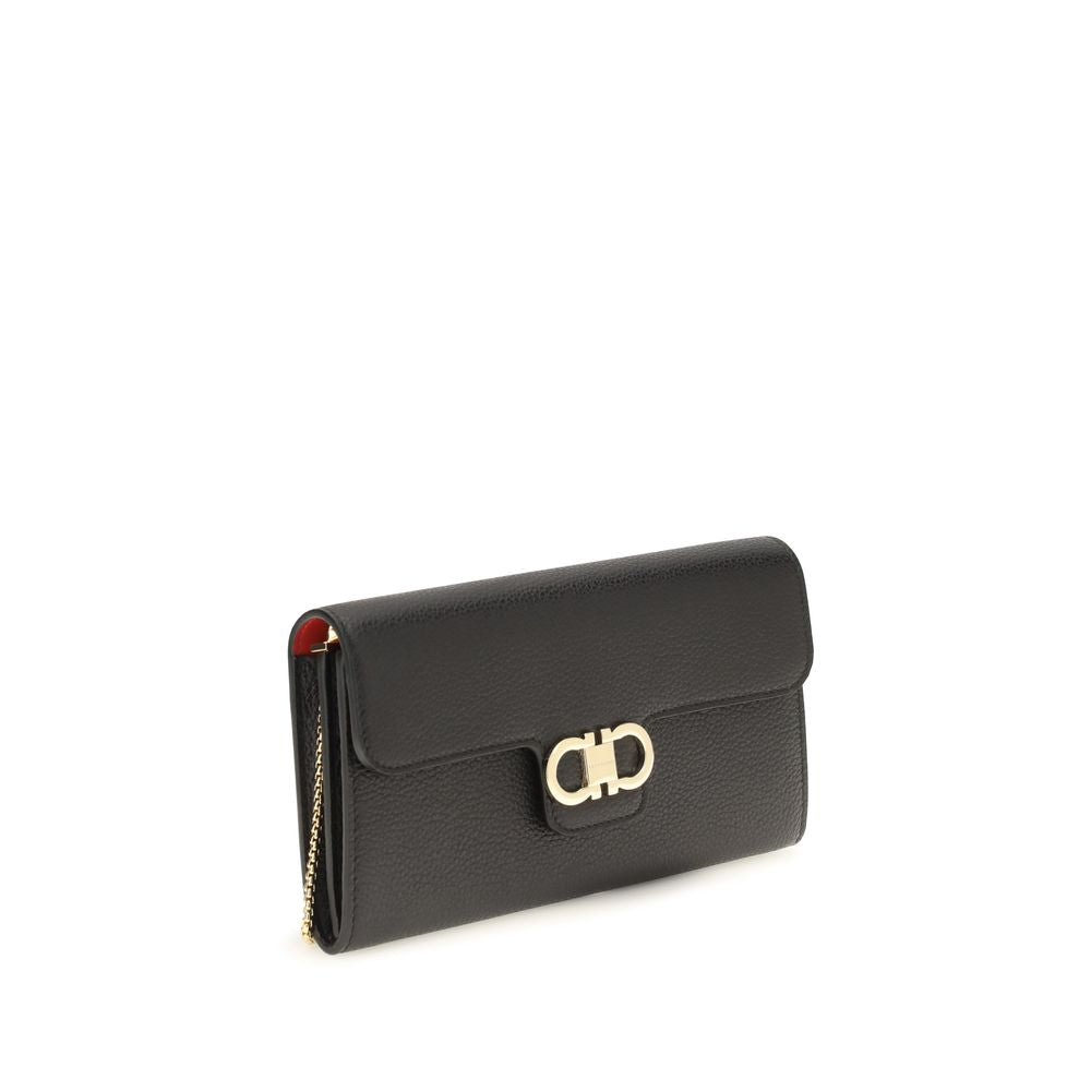 Ferragamo Black Calf Leather Bos Taurus Wallet for Women