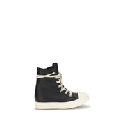 Rick Owens Black Calf Leather Bos Taurus High Top Sneakers