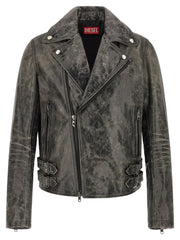 Diesel Gray Cowhide Leather Jacket