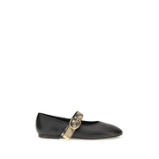 Burberry Black Calf Leather Bos Taurus Ballet Flats