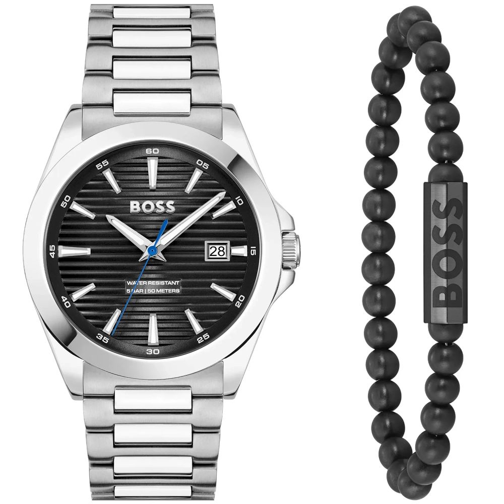 Hugo Boss Gray Stainless Steel Dress Watch