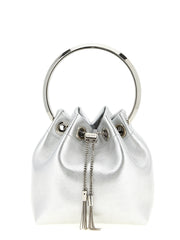 Jimmy Choo Silver Lamb Leather Handbag