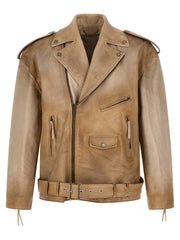 Golden Goose Beige Buffalo Leather Leather Jacket
