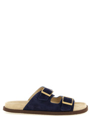 Brunello Cucinelli Blue Calfskin Slides for Men