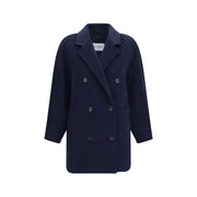 Max Mara Blue Wool Oves Aries Full-Length Jacket