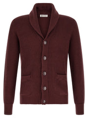 Brunello Cucinelli Bordeaux Cotton Cardigan