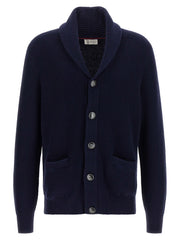 Brunello Cucinelli Blue Cotton Cardigan