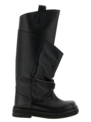 The Attico Black Calfskin Over The Knee