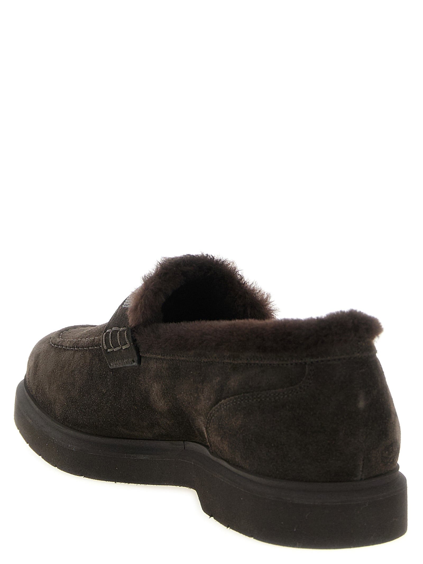 Brunello Cucinelli Brown Calfskin Slip-On Loafers for Women